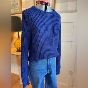 J. Crew Chunky Ribbed Crewneck Sweater in Royal Blue